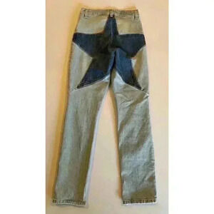 Revice Denim Butt Patch Star Straight Leg Jeans 27 High Rise Medium Wash USA